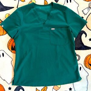 Figs Catarina Hunter Green Scrub Top - Medium